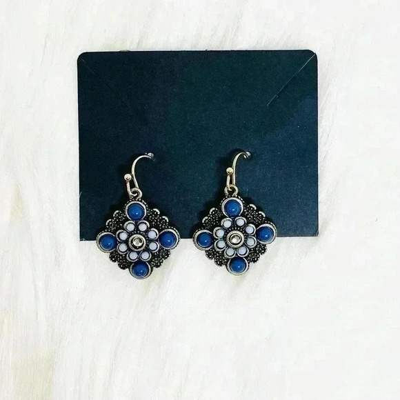 Vintage Boho Shades of Blue Statement earrings - Picture 3 of 3